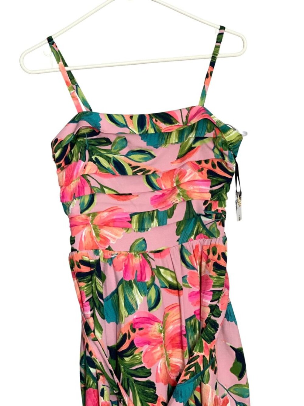 Kensie Floral Pleated Midi Dress Pink Green A-Line Size 4 NWT Summer Boho - Picture 2 of 16